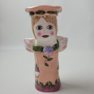 Bella Casa by Ganz Susan Paley Serena Ceramic Figural Bud Vase Peach Pink Angel